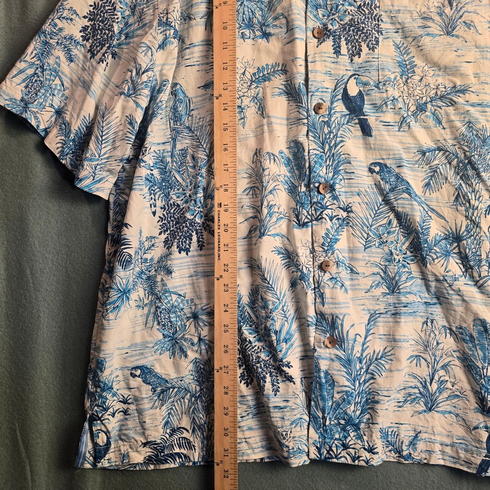 Tommy Bahama Mens 2XLB Blue White Silk Tropical Parrot Toucan Camp Shirt 2XL Big - Picture 5 of 15